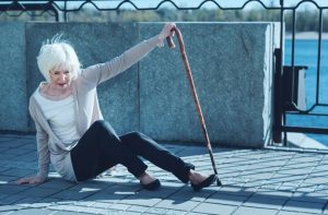 elderly woman falling